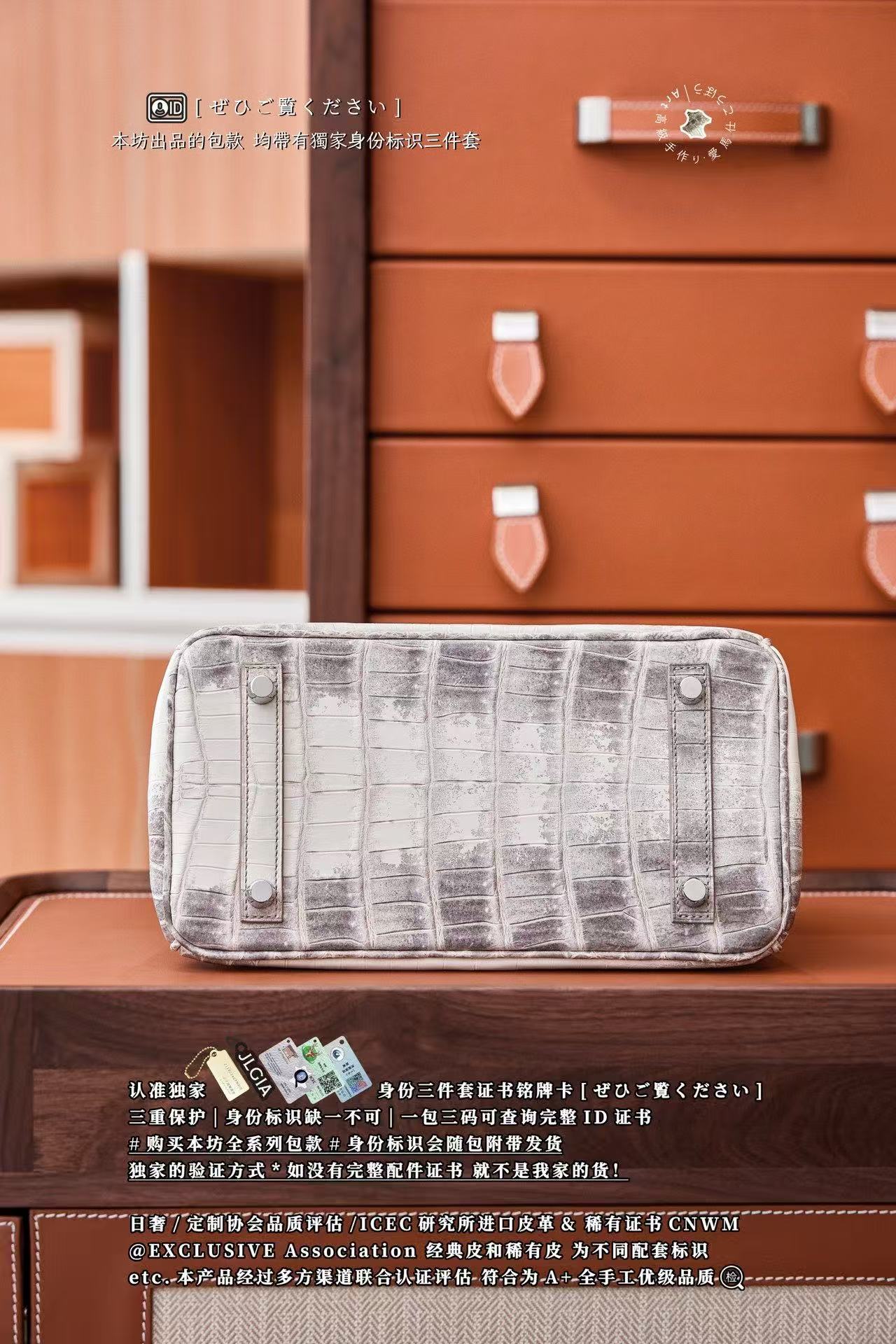 喜马拉雅白 25cm 铂金 鳄鱼皮 - Image 4
