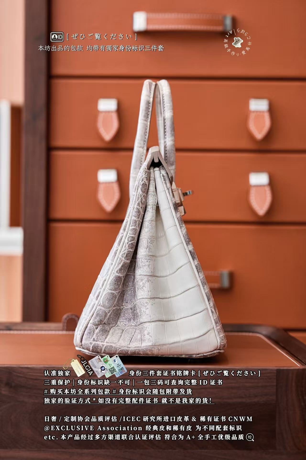 喜马拉雅白 25cm 铂金 鳄鱼皮 - Image 5